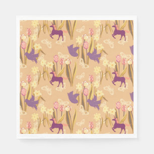Birds and Unicorns on Spring Meadow Napkin