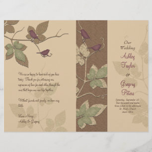 Birds and Vines Fall Wedding Program