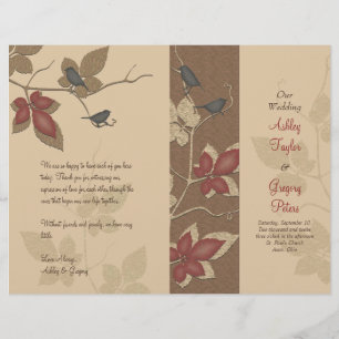 Birds and Vines Fall Wedding Program