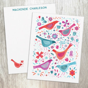 Birds and Wildflowers Watercolor Personalized Card