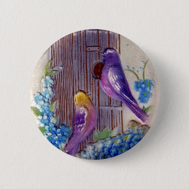 Birds andBird House Birthday 2 Inch Round Button (Front)