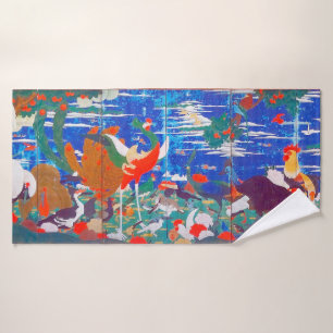 Birds, Animals, and Flowering Plants(Left) Jakuchū Bath Towel