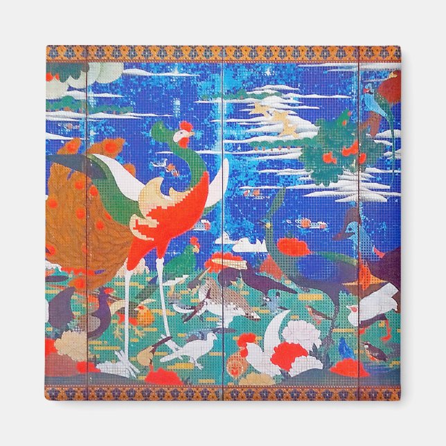 Birds, Animals, and Flowering Plants(Left) Jakuchū Magnet (Front)