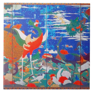 Birds, Animals, and Flowering Plants(Left) Jakuchū Tile