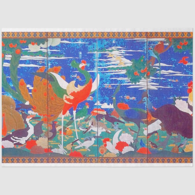 Birds, Animals, and Flowering Plants(Left) Jakuchū Tissue Paper (Front)