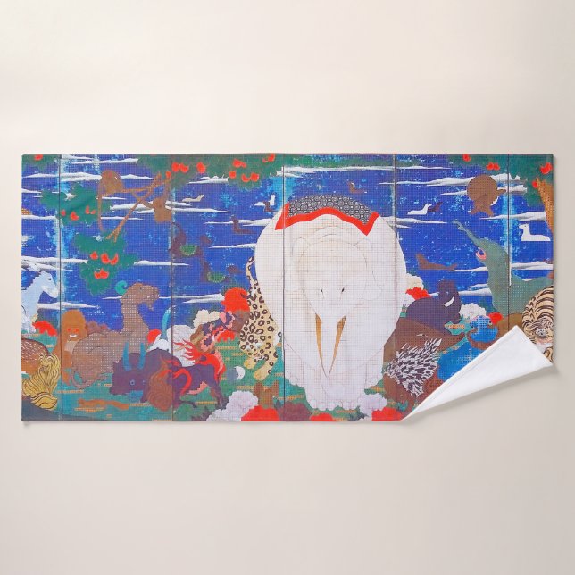 Birds, Animals, and Flowering Plants(Right)Jakuchu Bath Towel (Bath Towel)