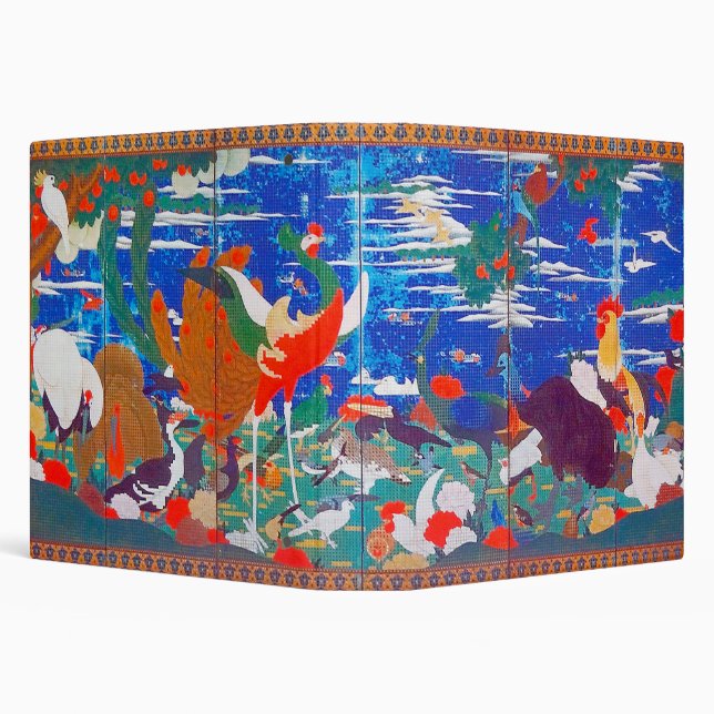 Birds, Animals, & Flowering Plants (Left) Jakuchū Binder (Background)