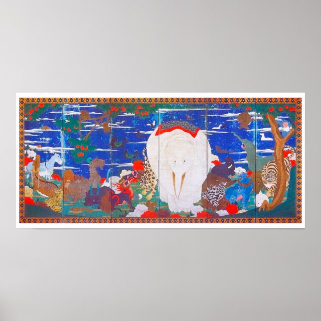 Birds, Animals, & Flowering Plants (Right) Jakuchū Poster (Front)