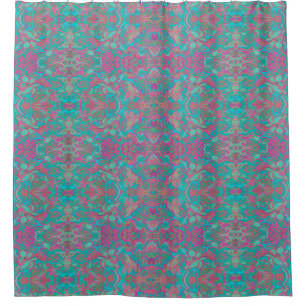 Birds Arabesque Bohemian Pattern Turquoise Pink