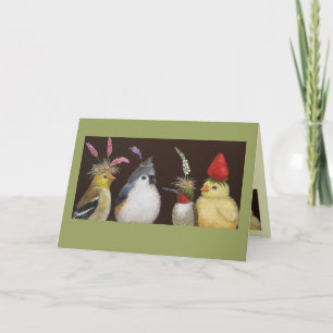 birds at a party card