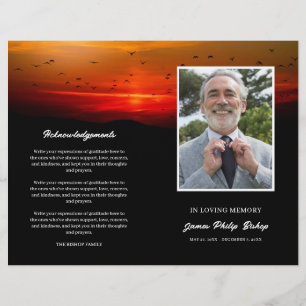 Birds At Sunrise Memorial Funeral Program