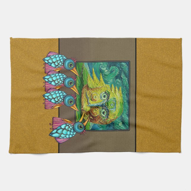 Birds At the Gallery Kitchen Towel (Horizontal)