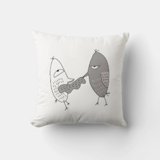 birds autumn tease funny friends cute mates throw pillow
