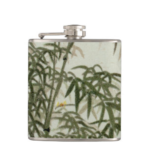 Birds Bamboo Asian Japanese Vintage Hip Flask