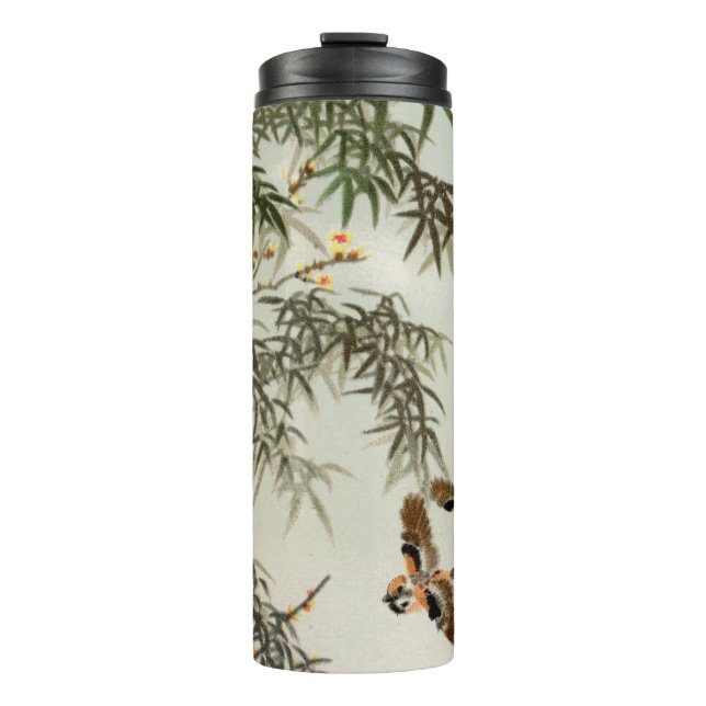Birds Bamboo Asian Japanese Vintage Thermal Tumbler (Front)
