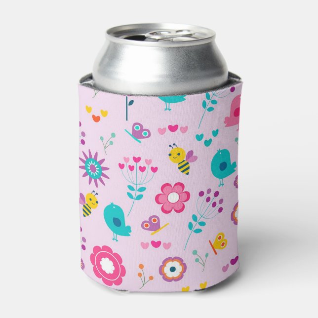 Birds, Bees and Flowers Can Cooler (Can Front)