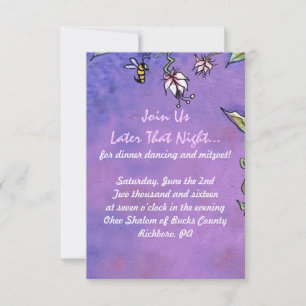 Birds & Bees Bat Mitzvah Invitation Party Card