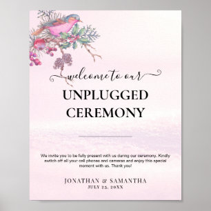 Birds & Berries Pinecone Watercolor Winter Wedding Poster
