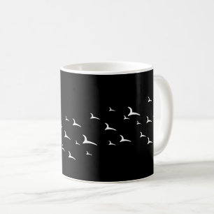 Birds black white pattern coffee mug