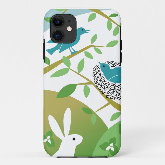 Birds & Bunny Spring iPhone Case (Back)