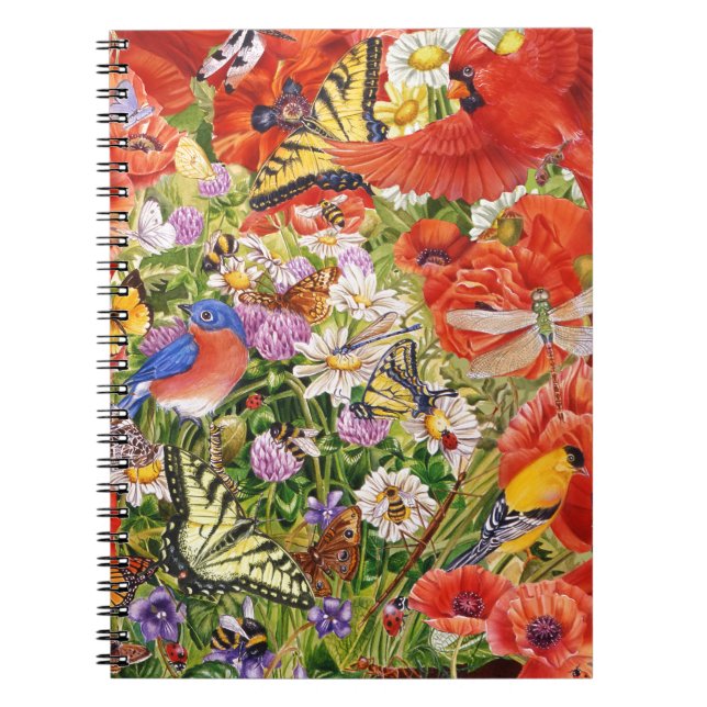Birds, Butterflies and Bees Spiral Notebook (Front)