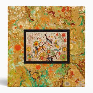 Birds & Butterflies on Marble Paper Binder
