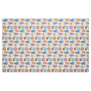 Birds,Butterfly,Ladybug And Flowers Fabric