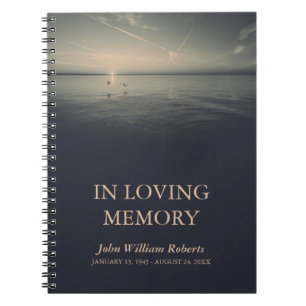Birds by Ocean Sunrise In Loving Memory Guestbook Notebook