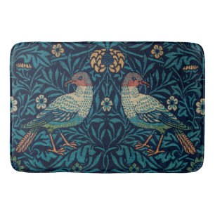 "Birds" by William Morris Blue Pattern  Bath Mat
