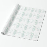 Birds cage green and white wedding custom wrap wrapping paper<br><div class="desc">Pretty wedding wrapping paper ideal for wrapping a very special gift to the newly weds or for wrapping wedding favours. Beautiful cute love bird couple line art graphic drawing of open bird cage hanging from a blossoming spring tree with hearts. Customize with bride and grooms name. Uniquely designed by Sarah...</div>