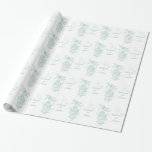 Birds cage green and white wedding custom wrap wrapping paper<br><div class="desc">Pretty wedding wrapping paper ideal for wrapping a very special gift to the newly weds or for wrapping wedding favours. Beautiful cute love bird couple line art graphic drawing of open bird cage hanging from a blossoming spring tree with hearts. Customize with bride and grooms name. Uniquely designed by Sarah...</div>