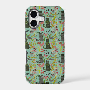 Birds Cats And Flowers Retro Small Pattern