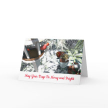 Birds Christmas Card w/ Photo Insert + Custom Text