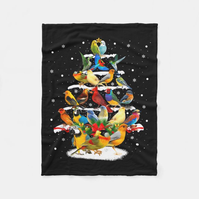 Birds Christmas Tree  Fleece Blanket (Front)