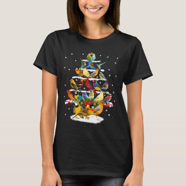 Birds Christmas Tree  T-Shirt (Front)