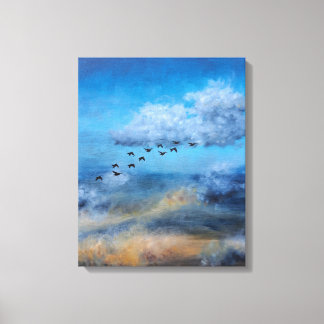 Birds Clouds Autumn Sky Ornithologist Nature Chang Canvas Print