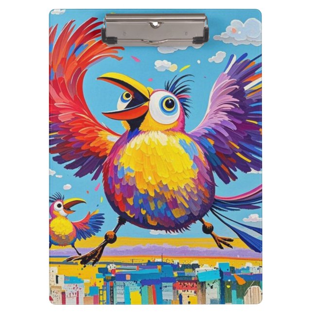 Birds colourful art abstract fat giant cute funny  clipboard (Front)