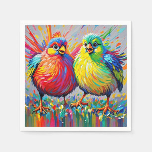 Birds colourful art abstract fat giant cute funny napkin
