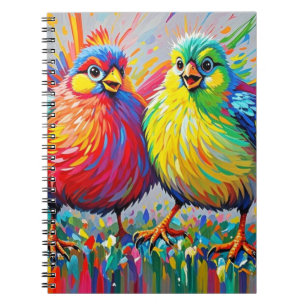 Birds colourful art abstract fat giant cute funny  notebook