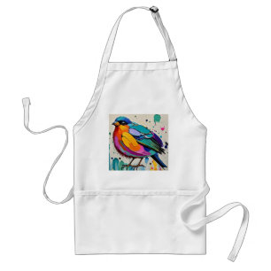 Birds colourful art abstract fat giant cute funny  standard apron