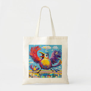 Birds colourful art abstract fat giant cute funny  tote bag