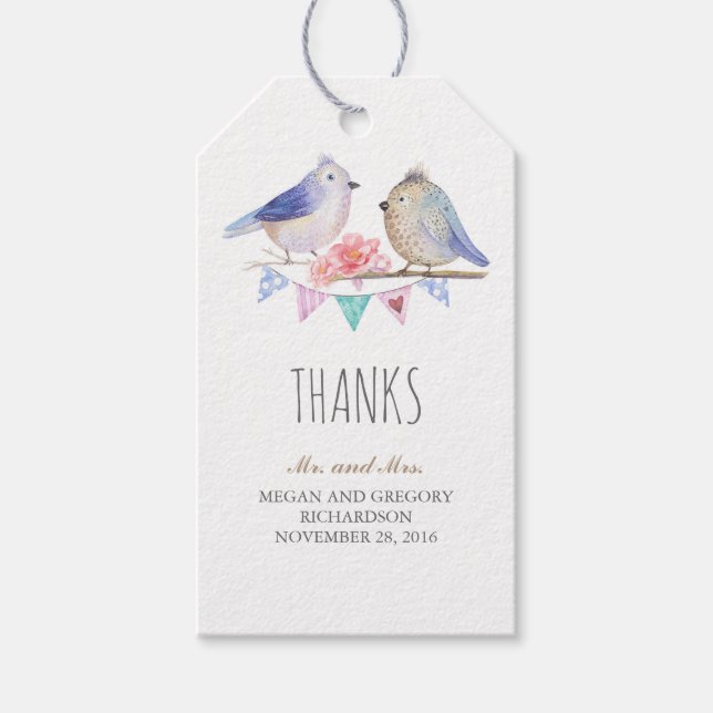 birds couple cute woodland gift tags (Front)