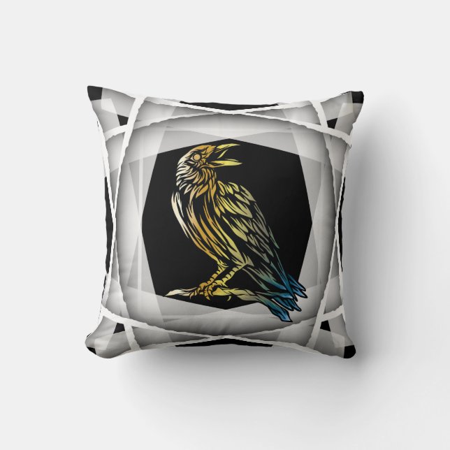 Birds, Crows and Ravens Throw Pillow (Front)