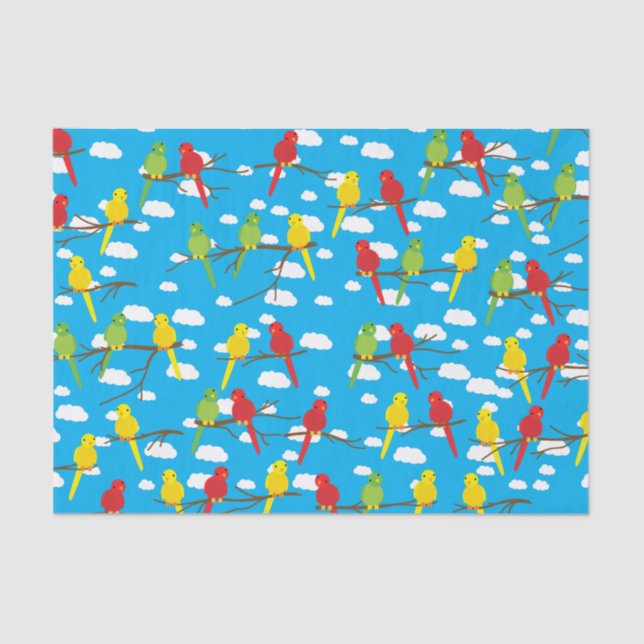 Birds Cute Colourful Spring Kid's Birthday Tissue Paper (Front)
