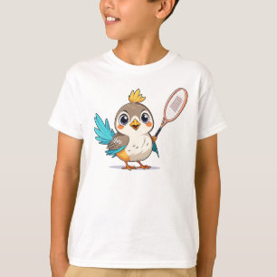 Birds Cute Playing Badminton  T-Shirt