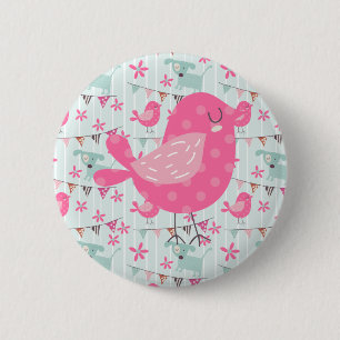 Birds, Dogs, Banners, Flowers 2 Inch Round Button