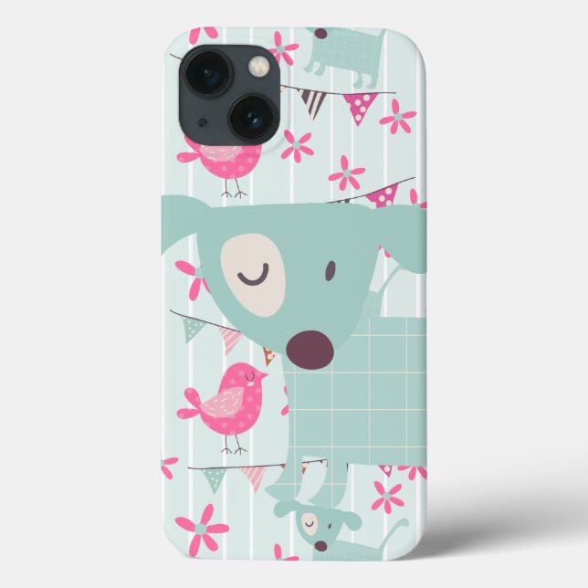 Birds, Dogs, Banners, Flowers Case-Mate iPhone Case (Back)