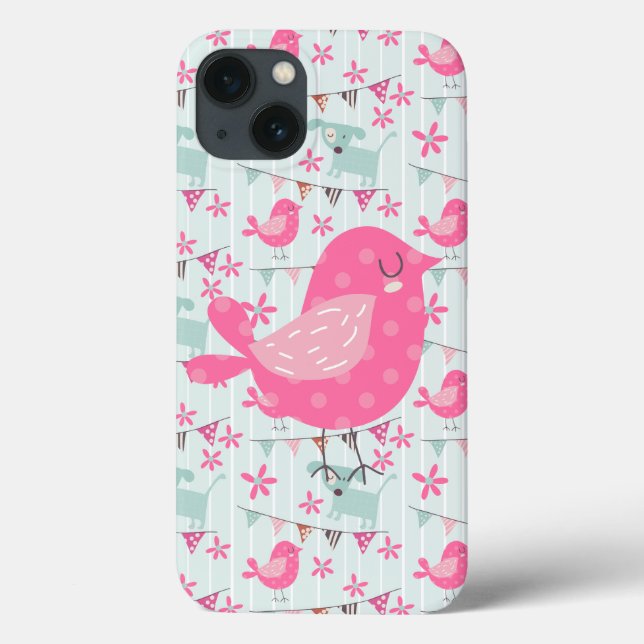Birds, Dogs, Banners, Flowers Case-Mate iPhone Case (Back)