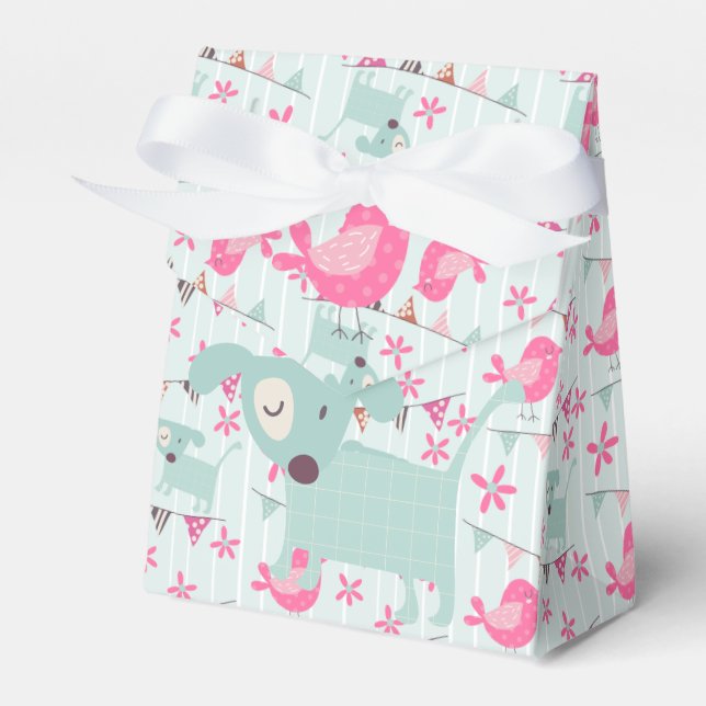 Birds, Dogs, Banners, Flowers Favor Box (Front Side)