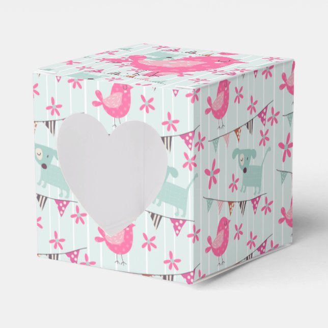 Birds, Dogs, Banners, Flowers Favor Box (Front Side)